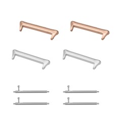 Set 4 Adaptori prindere curea de 20 mm Kwmobile pentru Xiaomi Redmi Watch 4 / Band 8 Pro, Argintiu/Auriu, Otel, KWM000025AY002C