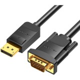 Cablu video Vention, DisplayPort(T) la VGA(T), 2m, rezolutie maxima 1080p la 60 Hz, conectori auriti, cupru, invelis PVC, negru, &quot;HBLBH&quot; (timbru verde