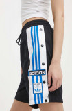 Cumpara ieftin Adidas Originals pantaloni scurți femei, culoarea negru, cu imprimeu, high waist, IU2479