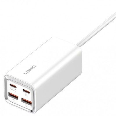 Incarcator Statie Ldnio A4610, 65W, 5A, 2 x USB-A - 2 x USB-C, Alb foto