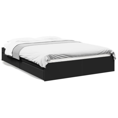 vidaXL Cadru de pat cu sertare, negru, 160x200 cm, lemn prelucrat foto