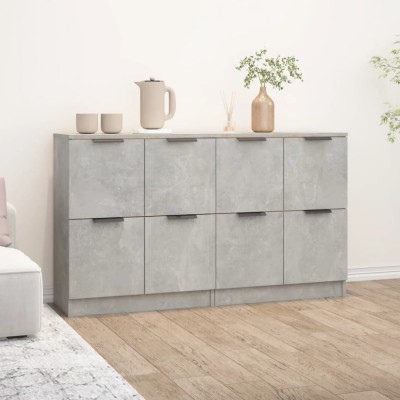 vidaXL Servante, 2 piese, gri beton, 60x30x70 cm, lemn prelucrat foto