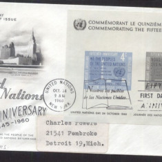 UN New York 1960 15 years UNO Mi.B2 FDC UN.236