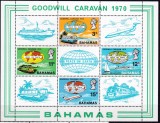 DB1 Bahamas 1970 Caravana Pacii Transporturi Avioane Vapoare Trenuri MS MNH, Nestampilat