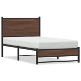 Gossi cadru pat metalic cu tablie, stejar maro, 80x200 cm