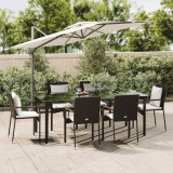 VidaXL Set mobilier de grădină cu perne, 7 piese, negru, poliratan