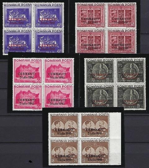 Romania 1941 - Lp 143 I - Fundatia Carol I supratipar &bdquo;Cernauti&rdquo; - bloc de 4 - MNH***