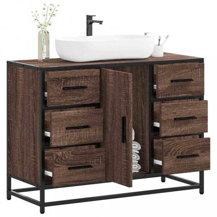 vidaXL Dulap chiuveta de baie, stejar maro, 80x33x60 cm, lemn compozit