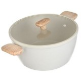 Cratiță antiaderentă cu finisaj ceramic și capac, &Oslash;28 cm, 6,4 L, alb, CMCLASS