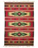 Covor / scoarță (chilim) vintage din l&acirc;nă 156&times;224, țesut la război, model geometric &ndash; cu franjuri