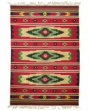 Covor / scoarță (chilim) vintage din l&acirc;nă 156&times;224, țesut la război, model geometric &ndash; cu franjuri