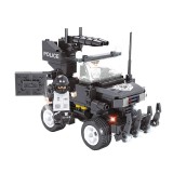 Set constructie model vehicul swat police pentru copii, cu figurine, Negru/Alb, 229 piese
