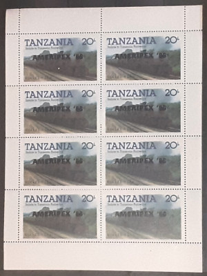 Tanzania trenuri, locomotive 8v. Supratipar Ameripex 86, MS Mnh foto