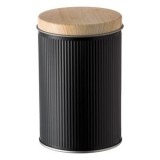 Cutie de Depozitare Metalică Cilindrică Neagră cu Capac Bej, CMCLASS