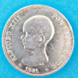 SPANIA 5 PESETA 1891 ALFONSO XIII STARE FOARTE BUNA P, Europa