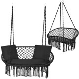Balansoar suspendat dublu tip cuib, negru, pentru 2 persoane, Gardlov