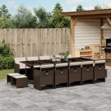 Cumpara ieftin Gossi set mobilier de gradina cu perne, 15 piese, maro, poliratan