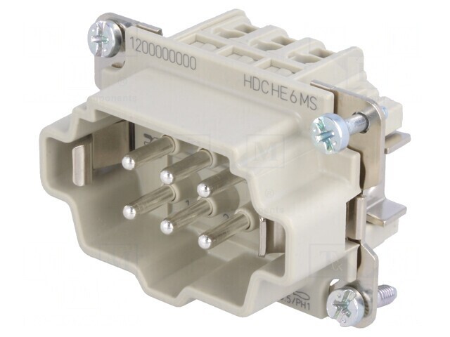 Conector dreptunghiular tată 6 PIN 6 PE 3 drept