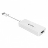 Adaptor USB iSEN CCPM Alb, Conectare prin cablu, Indicator LED, Control vocal