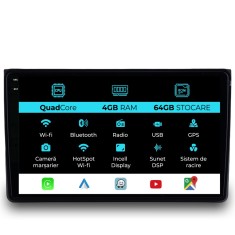 Navigatie Dedicata Audi A4 (2001-2008), QuadCore, 9Inch, 4Gb Ram, 64Gb Stocare, Carplay