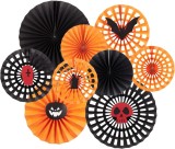 Set de 9 decoratiuni pentru Halloween Sunbeauty, hartie, portocaliu/negru/rosu