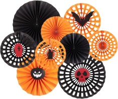 Set de 9 decoratiuni pentru Halloween Sunbeauty, hartie, portocaliu/negru/rosu