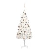 VidaXL Brad Crăciun pre-iluminat artificial, set globuri, alb, 180 cm 3077634