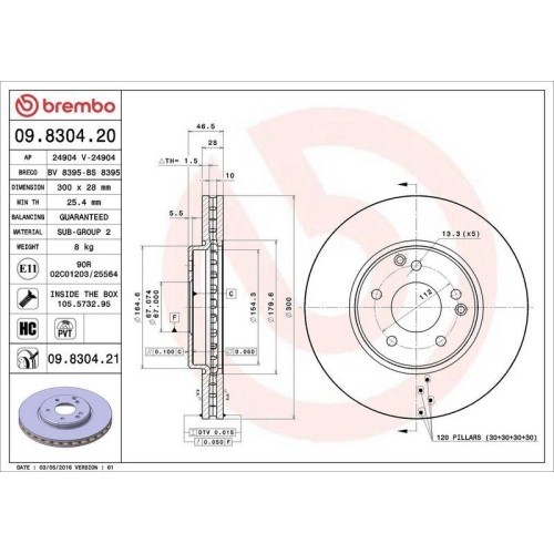 Set disc frana Mercedes Clasa C (W203) 05.00-12.07, Clasa C Coupe (Cl203) 03.01-06.11, Clasa C T-Model (S203) 03.01-08.07, Clasa CLC (Cl203) 05.08-06