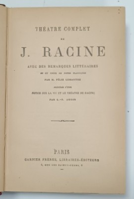 THEATRE COMPLET de J. RACINE , CCA. 1900 foto