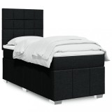 Cumpara ieftin Pat box spring cu saltea, negru, 90x200 cm, textil