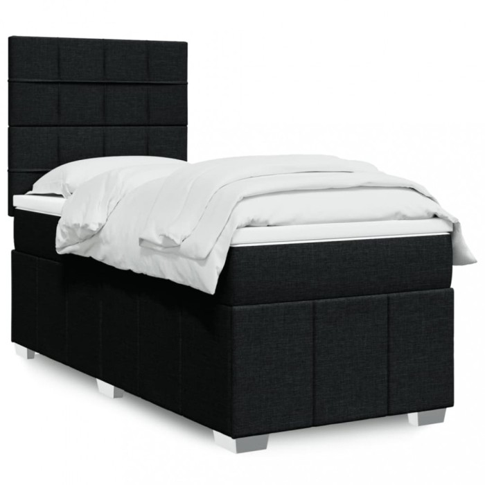 vidaXL Pat box spring cu saltea, negru, 90x200 cm, textil 3291553