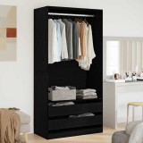 vidaXL Dulap Negru din Stejar - 100 x 50 x 200 cm - Fabricat din Lemn Prelucrat