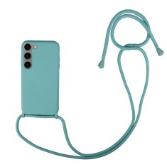 Husa compatibila cu samsung galaxy s23, strap, cu snur prindere gat regrabil, camera protect, antishock, mint green foto