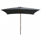 Umbrelă de soare exterior, st&acirc;lp lemn, 200x300 cm, antracit, vidaXL