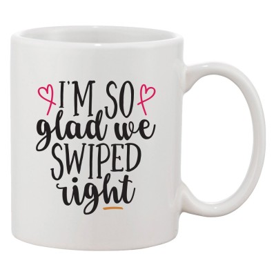 Cana alba personalizata &amp;#039;I&amp;#039;m so glad we swiped right&amp;#039;, INOVATIX&amp;reg;. 330ml foto