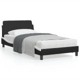 VidaXL Cadru de pat cu tăblie negru și alb 100x200cm piele artificială