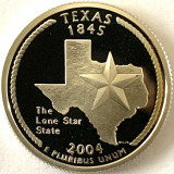 AMERICA QUARTER DOLLAR 2004 LITERA S. PROOF,AG 900, Statul Steaua Solitara-TEXAS, America de Nord, Argint