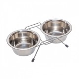 Set 2 castroane din inox pentru animale, &Oslash;13&nbsp;cm, 450&nbsp;ml, Kerbl