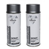 Pachet 2 x Vopsea Spray Argintiu RAL 9006, 400ml, Brilliante - Vopsea Acrilica Universală, Metal, Lemn, Plastic