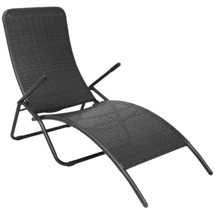 vidaXL Șezlong pliabil de plajă, negru, poliratan 42946