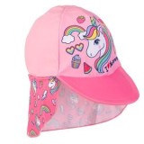 Sapca Safari pentru Copii, Roz, cu Model Unicorn si Protectie Solara pentru Ceafa, CMCLASS