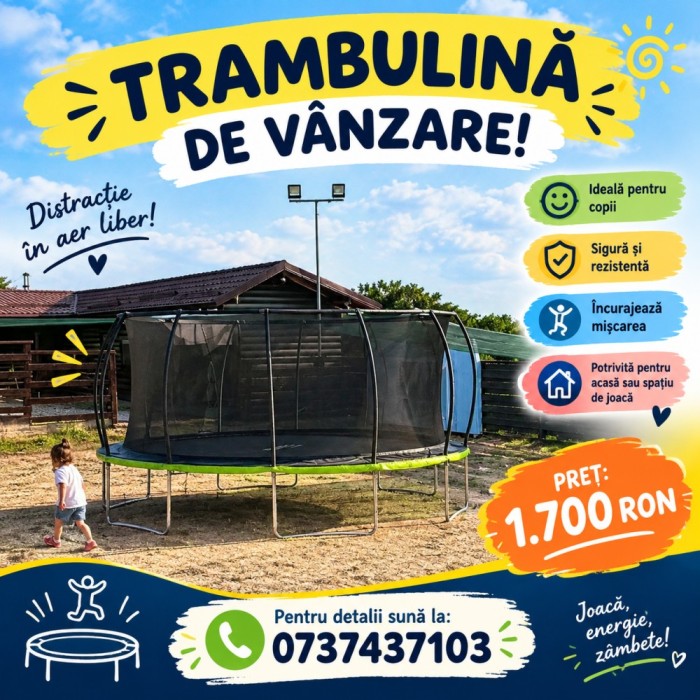 DE V&Acirc;NZARE: TRAMBULINĂ PENTRU COPII!