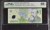 10000 lei 2001 pmg66 unc bancnota gradata