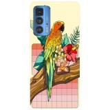 Husa compatibila cu Motorola Moto G71 5G model A parrot ly art, Silicon, TPU, Viceversa, Transparent, Carcasa