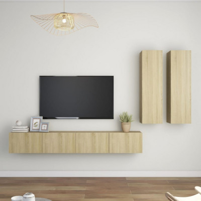 vidaXL Set de dulapuri TV, 4 piese, stejar sonoma, lemn prelucrat foto