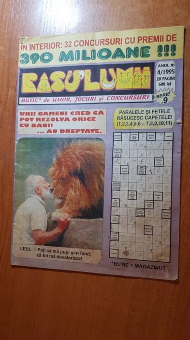 revista pasu&#039; lumii nr. 4\1995- umor,jocuri,rebus