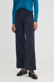 United Colors of Benetton pantaloni de catifea cord culoarea albastru marin, drept, high waist, 4Q5GDF07N