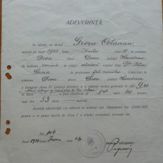 Adeverinta de absolvire invat. primar 1934 , Octavian Groza + adever. munca 1941