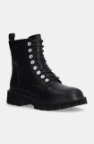GOE cizme de piele femei, culoarea negru, cu toc plat, OO2N4103 BLACK