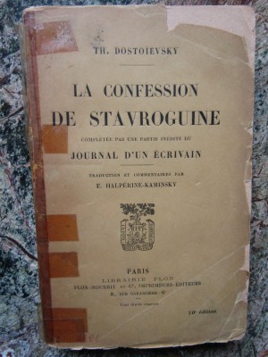TH. DOSTOIEVSKY -LA CONFESSION DE STAVROGUINE foto